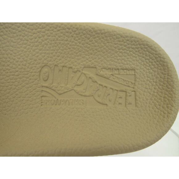 SALVATORE FERRAGAMO AMOS DARK BROWN RUBBER LETTERING LOGO SANDALS SLIDES 10 M main image 10